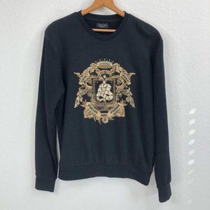 Zara Man Poetry Prose Snake Gold Embroidered Crest Shield Sweatshirt